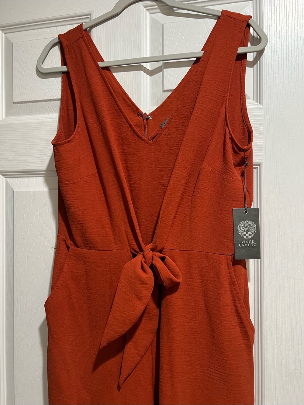 Vince Camuto Burnt Orange Tie-Front Sleeveless Tunic